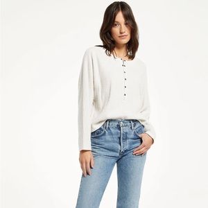 Z Supply Devon Thermal Waffle Henley Shirt in Ivory